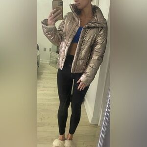 Abercrombie & Fitch Metallic Bronze Mini Puffer Jacket